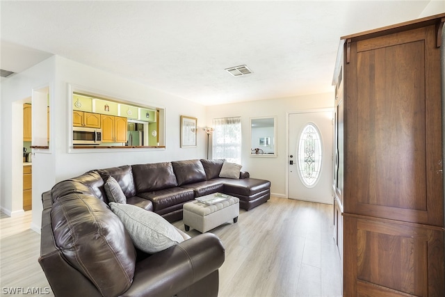 living room with light wood-type flooring