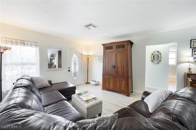 living room featuring light hardwood / wood-style floors