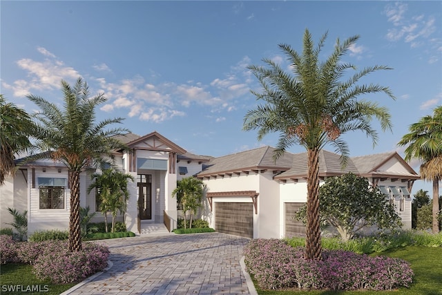 view of front of property featuring a garage