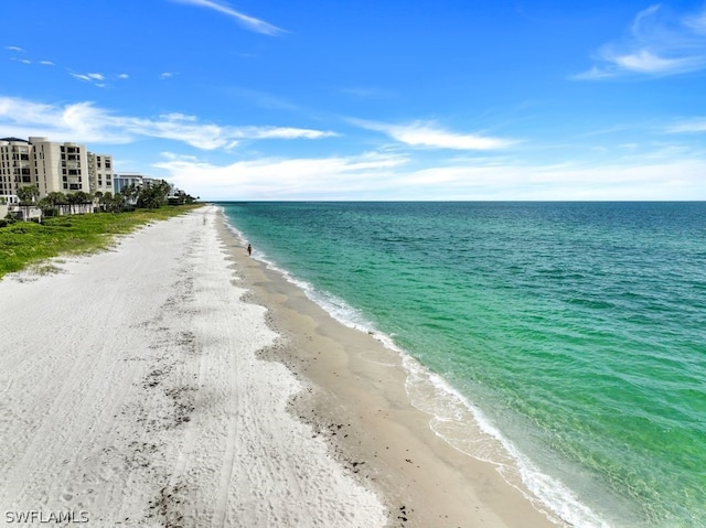 property view of water with a beach view