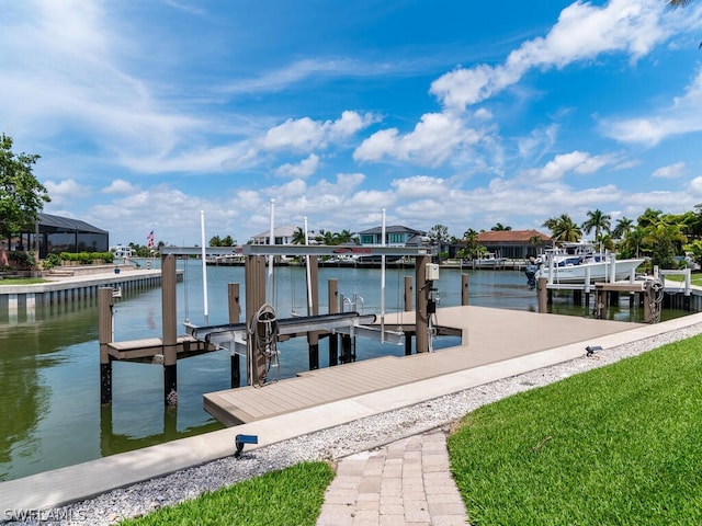 view of dock featuring a water view