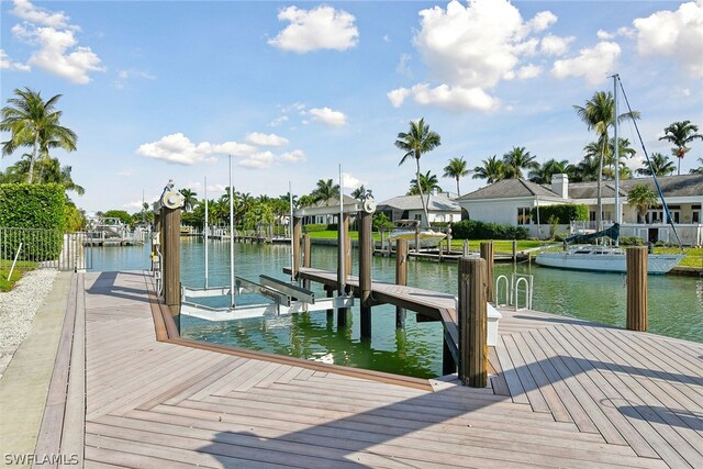 view of dock featuring a water view