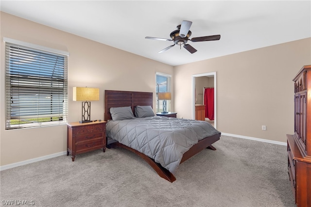 bedroom featuring ceiling fan and carpet floors