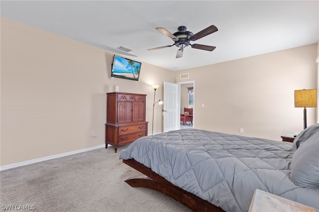 bedroom with carpet flooring and ceiling fan