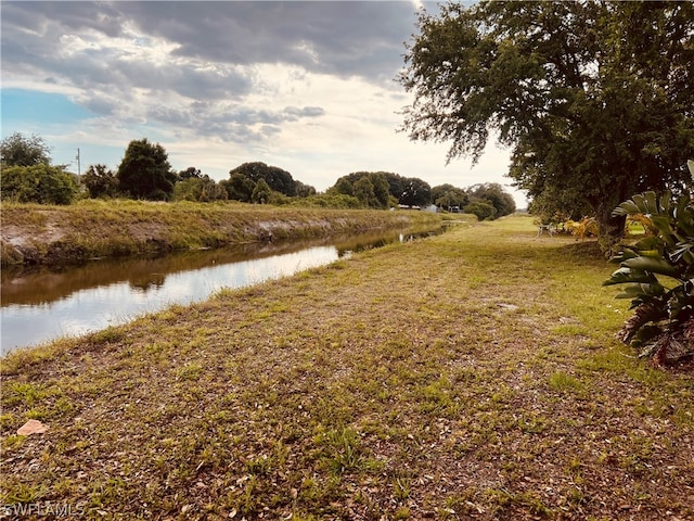 view of yard with a water view