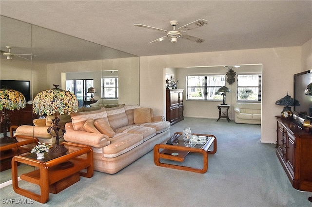 living room featuring carpet flooring