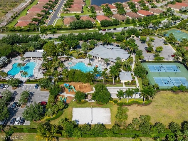 bird's eye view with a residential view