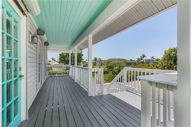 deck featuring covered porch