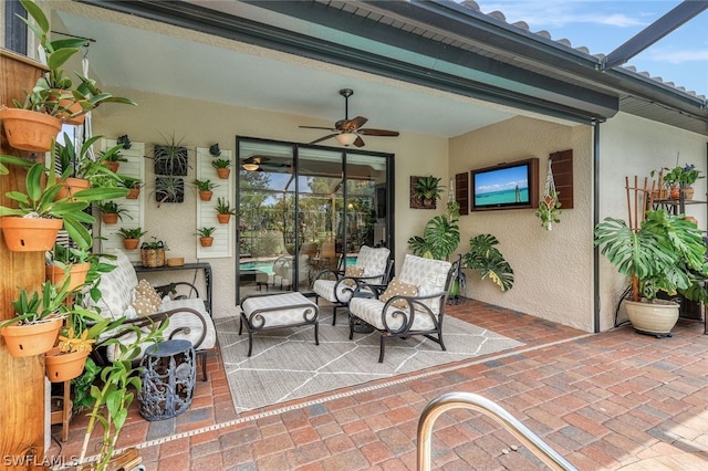 view of patio with ceiling fan