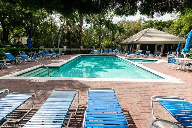 view of pool featuring a patio area