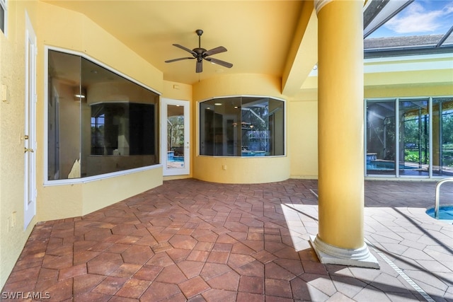 view of patio / terrace featuring ceiling fan