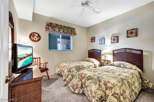 bedroom with carpet flooring and ceiling fan