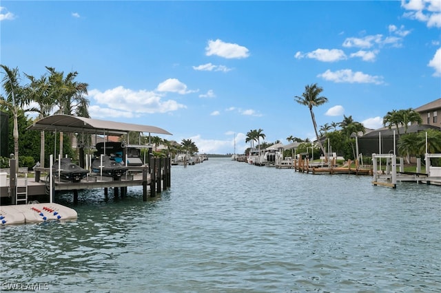 dock area featuring a water view