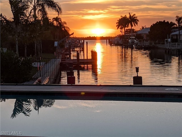 view of dock featuring a water view