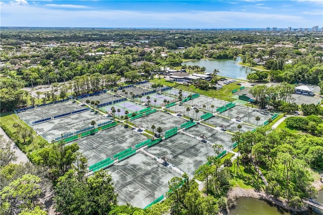 bird's eye view featuring a water view