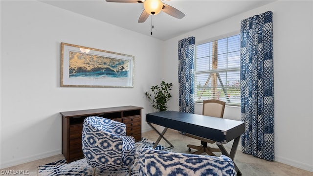 home office featuring ceiling fan