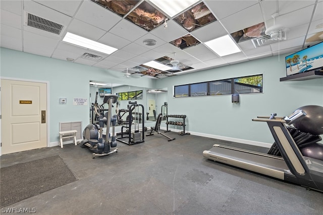 gym with a drop ceiling