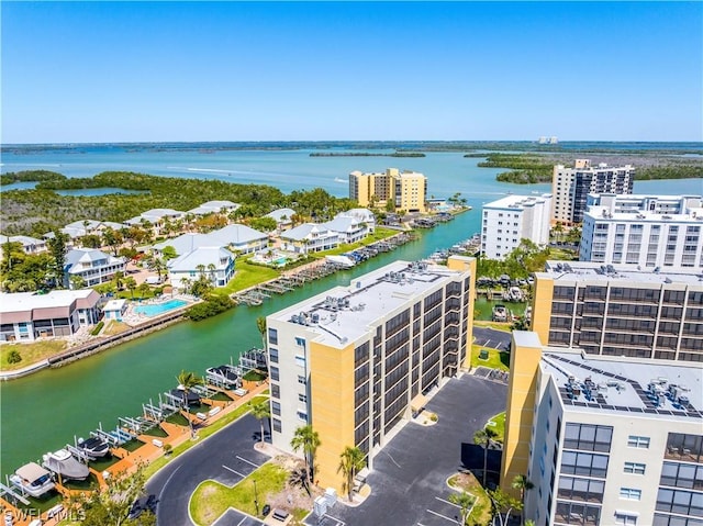 bird's eye view featuring a water view