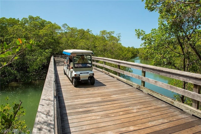 view of dock featuring a water view