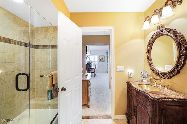 bathroom with vanity and tile patterned floors