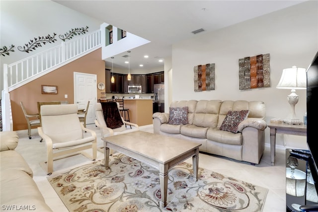 view of tiled living room