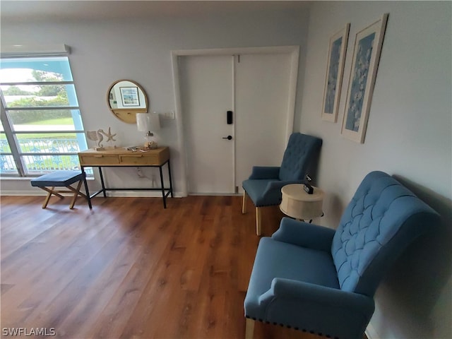 sitting room featuring hardwood / wood-style floors