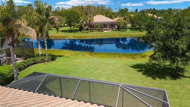 water view with a gazebo