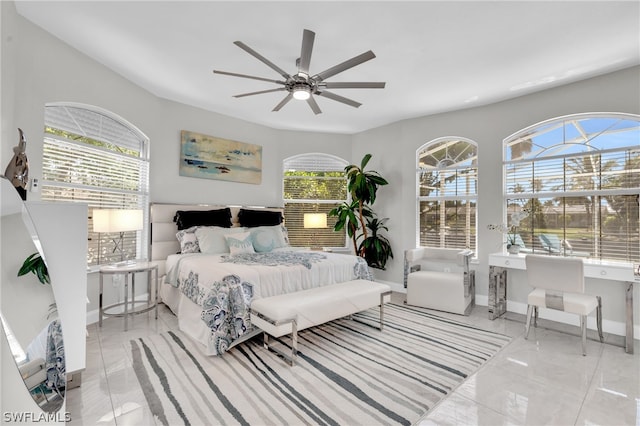 bedroom featuring ceiling fan