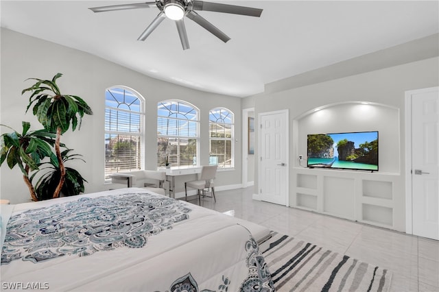 bedroom featuring ceiling fan