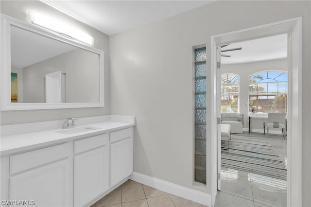 bathroom featuring vanity and tile patterned floors