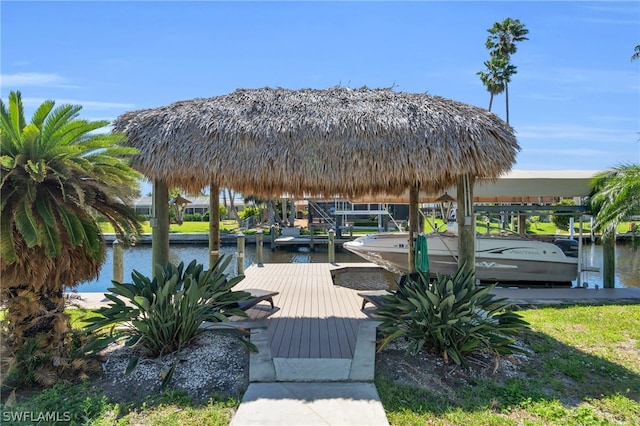 dock area featuring a water view