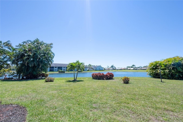 view of yard featuring a water view