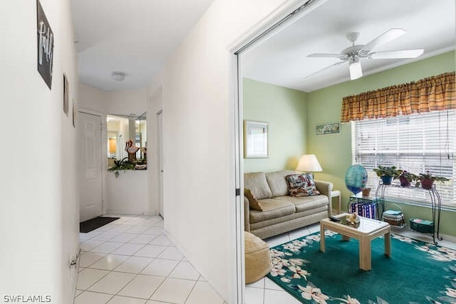 hallway with light tile patterned floors