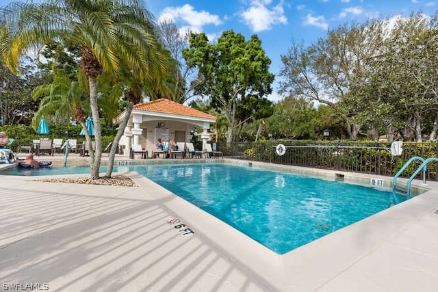 view of pool featuring a patio