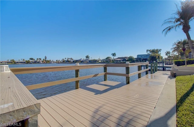 view of dock featuring a water view