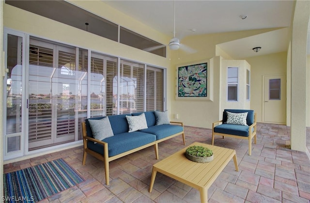 view of patio / terrace featuring an outdoor living space and ceiling fan