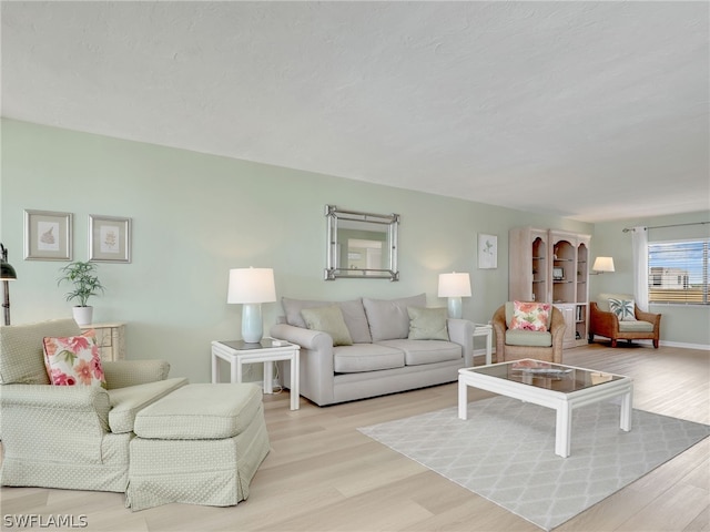 living room with light wood-type flooring