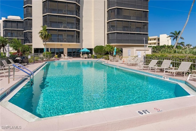 view of pool featuring a patio area