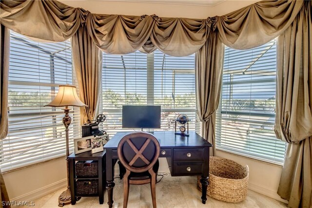 view of tiled home office