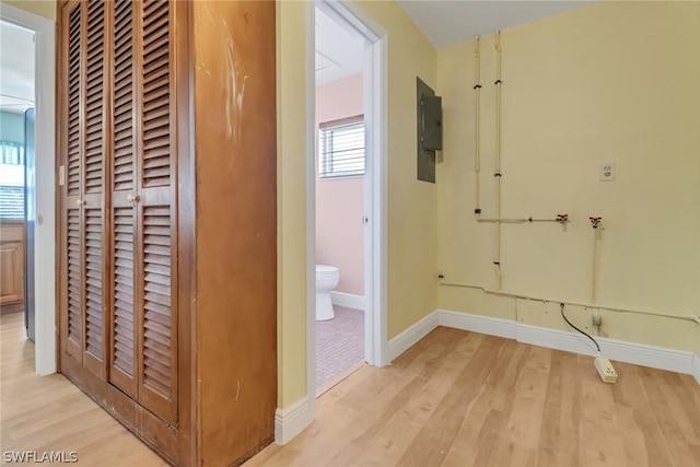 corridor featuring light hardwood / wood-style flooring