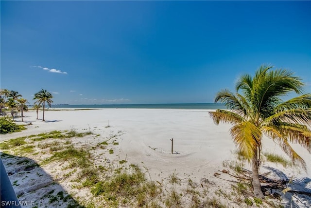 view of water feature with a view of the beach