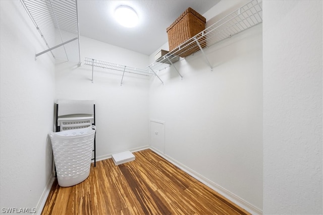 spacious closet featuring hardwood / wood-style flooring