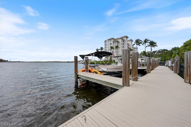 view of dock featuring a water view