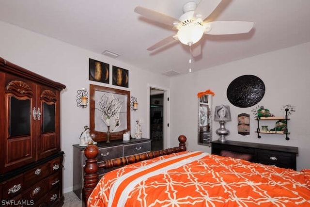 bedroom featuring ceiling fan