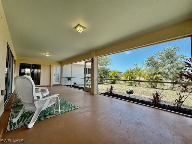 view of unfurnished sunroom