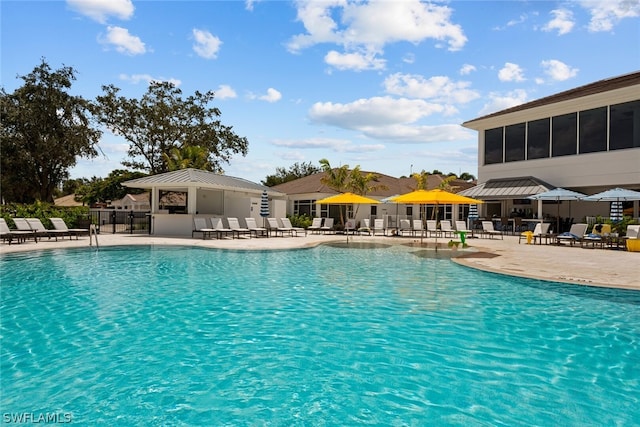 view of pool featuring a patio area