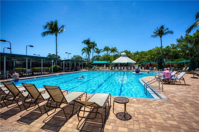 view of pool with a gazebo