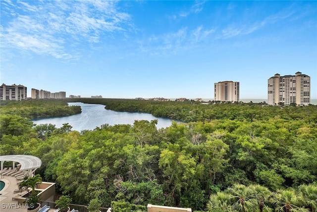 property view of water with a view of city