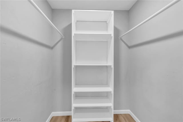 spacious closet featuring light wood-type flooring