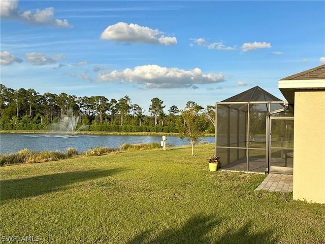 exterior space featuring a water view and a lanai